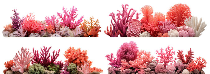 Set of coral reefs cut out - obrazy, fototapety, plakaty