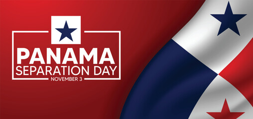 Panama Separation Day 3 November waving flag vector poster 