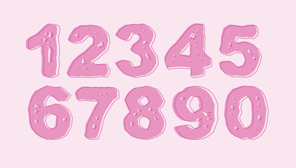 Pink cartoon numbers font