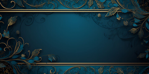 Abstract dark blue background design with golden elements