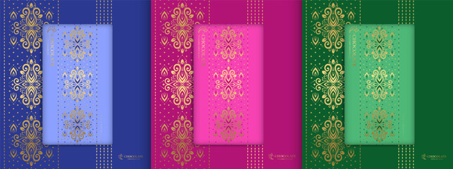 Luxury packaging design of chocolate bars. Vintage vector ornament template. Elegant, classic elements. Great for food, drink and other package types. Can be used for background and wallpaper.