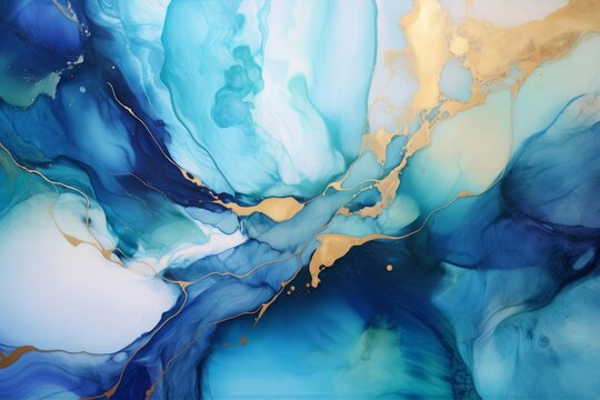Abstract fluid art painting in alcohol ink technique - HD Wallpaper
