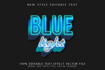 Obraz premium blue light editable text effect emboss neon style