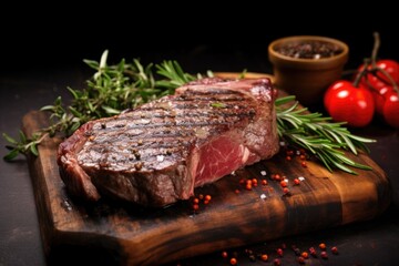 grilled beef rib chop with pepper and herbs