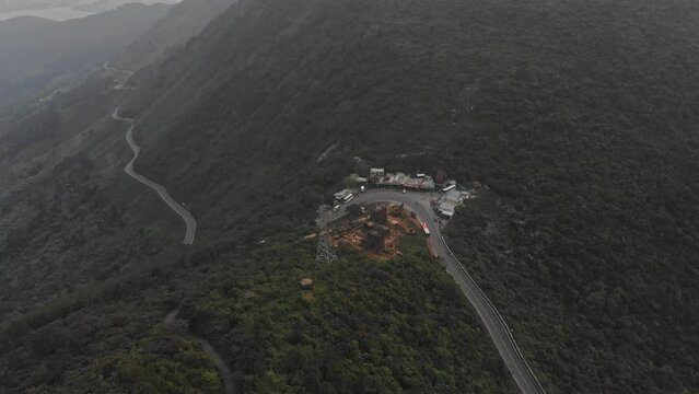 A famous pass in the Annam Mountains in Vietnam, hai van pass, aerial