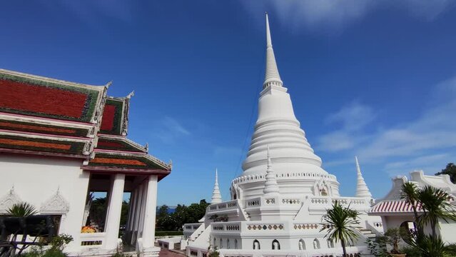 Asian White and Red Temple Exterior Design, No People