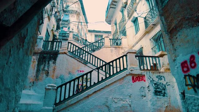 staircase of the city of Algiers in a district in the city center Algeria