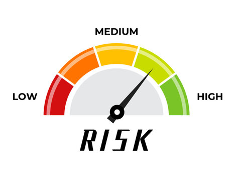 Risk concept on speedometer vector flat icon