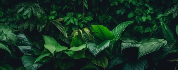Tropical leaves texture,Abstract nature leaf green texture background,picture can used wallpaper desktop, Generative AI - obrazy, fototapety, plakaty