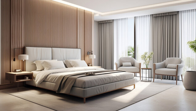Modern style home comfortable bed interior house apartment bedroom room design luxury