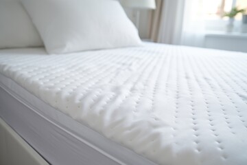 close-up of a mattress topper on a double bed