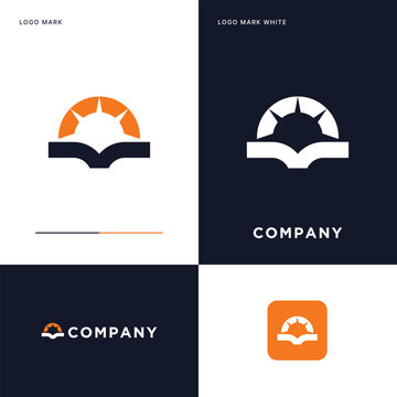 Book Sun Logo Vector Icon Illustration Design