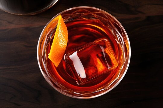 Overhead Shot Of A Negroni In A Glass