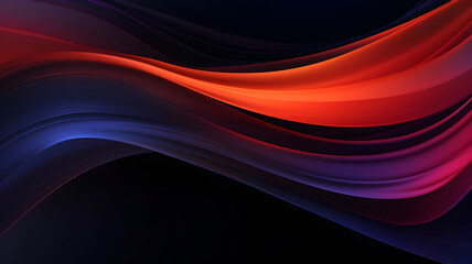 Fototapeta premium Abstract dark black background with orange, purple and blue wavy lines on a black backdrop. Suitable as a background for some technology banners.