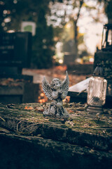 angel statue on the cemetery, funeral concept