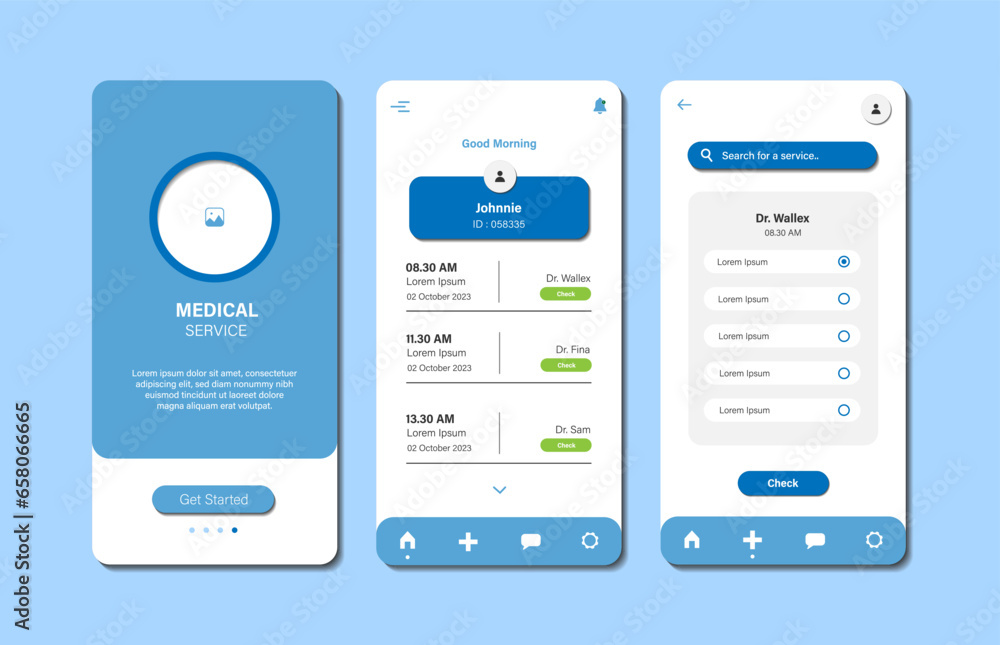 Poster application for medical services. collection of online healthcare interface templates. responsive gu