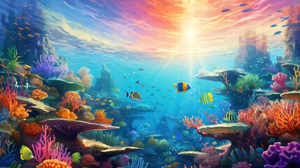 Naklejka na ściany i meble An Awe-Inspiring Underwater World Within the Oceans