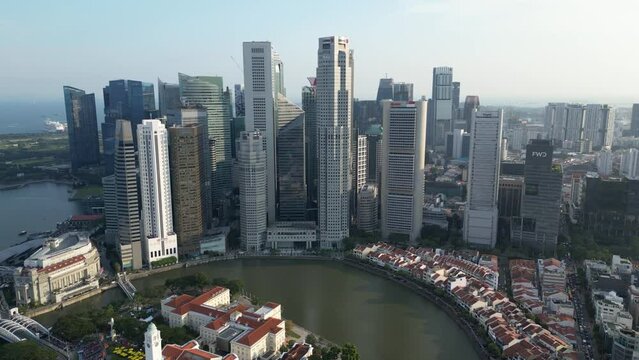 Aerial view of Financial District (known as CBD) in Singapore