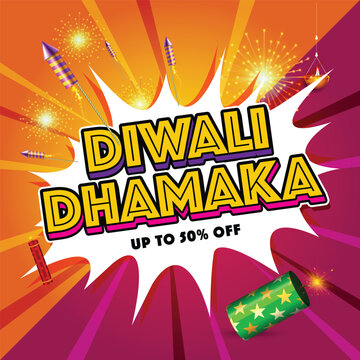 Diwali Dhamaka sale offer unit with fireworks 
