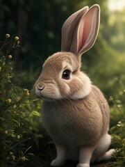 Fototapeta premium Portrait of a Desert cottontail rabbit Sylvilagus audubonii, near Las Vegas, Nevada, United States of America