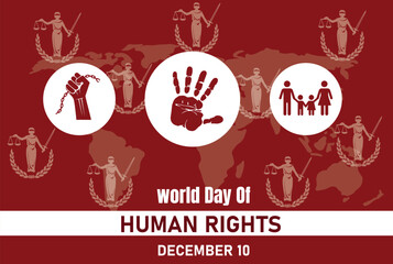 Vector illustration of International Human Rights Day, fist hand background