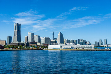 Naklejka premium 神奈川県横浜市西区みなとみらい地区の都市風景