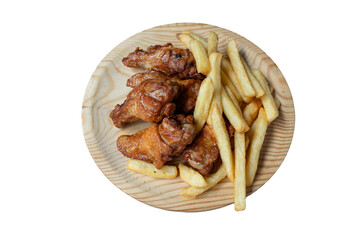 chicken wings with chips isolated