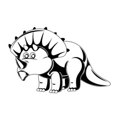 Black and White Cartoon Dinosaur Triceratops Vector Illustration Line Art Silhouette Design Element Art SVG EPS Logo PNG Clipart Cutting Cut Cricut