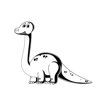 recommend clip art: Black and White Cartoon Dinosaur Brontosaurus Vector Illustration