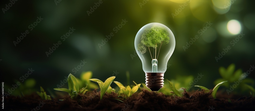 Sticker eco friendly vintage light bulb promoting sustainable development saving energy through recycling an