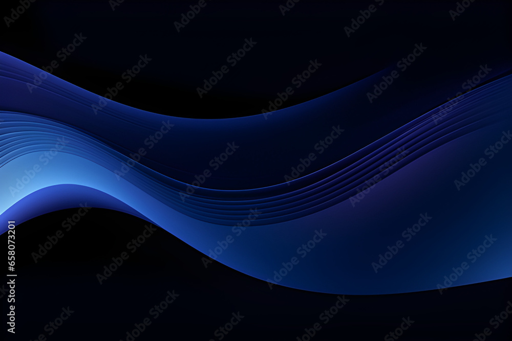 Wall mural elegant colorful banner with very dark blue, midnight blue and black colors. fluid curved lines with