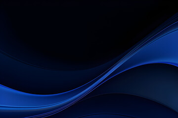 Elegant Colorful Banner With Very Dark Blue, Midnight Blue and Black Colors. Fluid Curved Lines With Dynamic Flowing Waves and Curves.