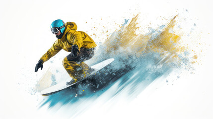 snowboard,white background snowboarder in motion,snowboarding freestyle - obrazy, fototapety, plakaty