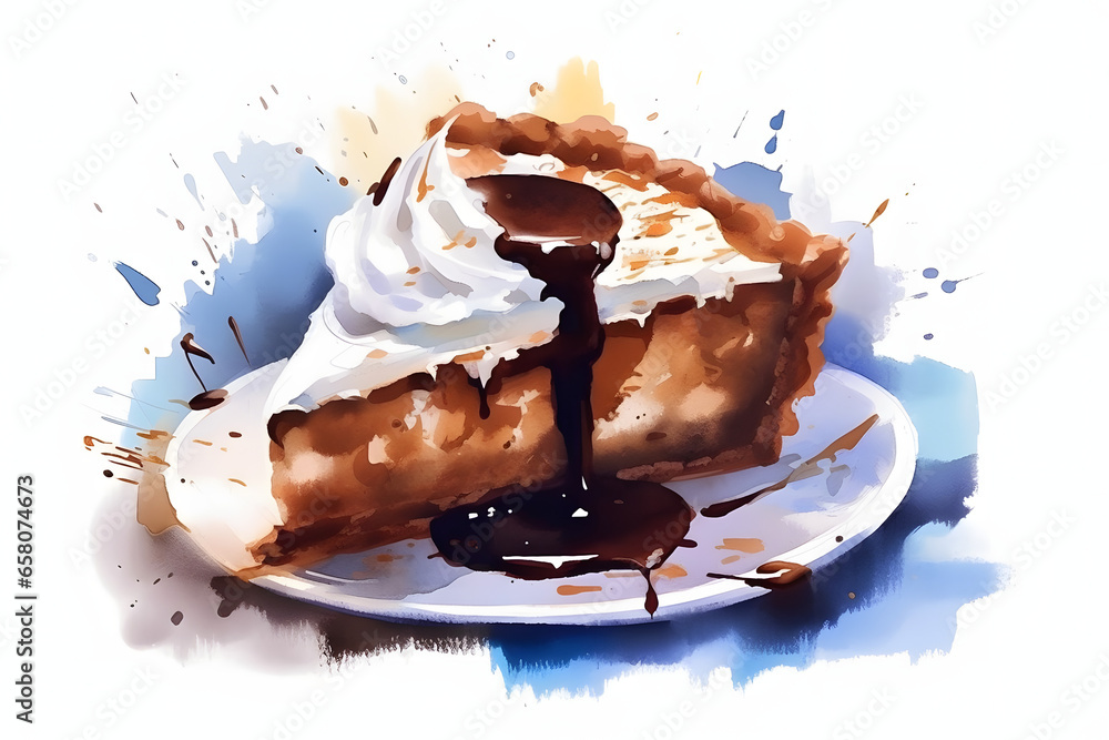 Wall mural Chocolate Cream Pie watercolor art style