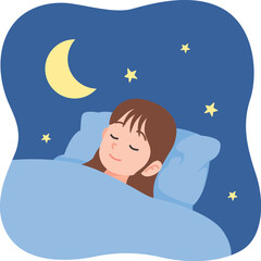ぐっすり　眠る　若い女性