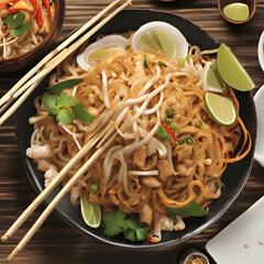 Shrimps Pad Thai, Thai Food, Thailand's national dishes.