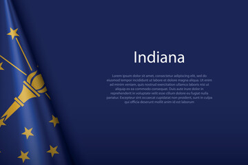 flag Indiana, state of United States, isolated on background with copyspace - obrazy, fototapety, plakaty