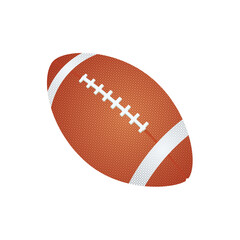 Rugby ball in realistic flat 3d vector illustration. Top choice orange american football ball. Editable graphic resources of sport equipment for many purposes.