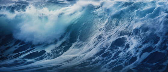 Fototapeta premium Water background. Storm on the ocean. Top view of the sea waves. Generative artificial intelligence