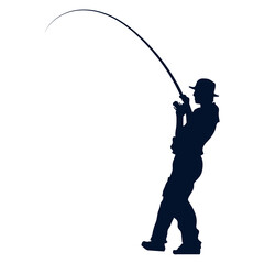 Fisherman silhouette catching fish silhouette for fishing