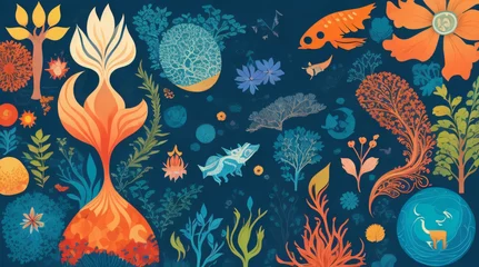 Papier Peint photo Vie marine underwater world with colorful fish and plant