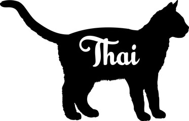 Thai bundle cat, cat breeds, cat silhouette, monogram cat
