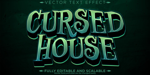 Cursed house text effect, editable haunted and spooky customizable font style - obrazy, fototapety, plakaty
