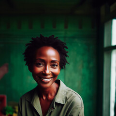 Afro-american middle-age woman smiling