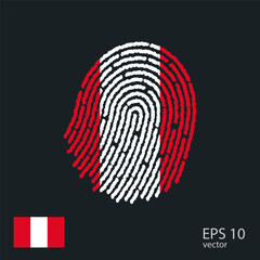 Vector fingerprint colored with the national flag of Peru