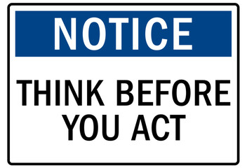 Think safety sign and labels