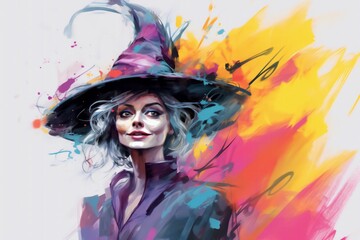 Colorful portrait of a witch