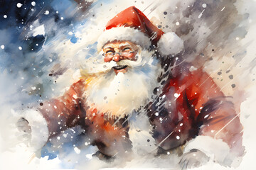 Colorful sketch of Santa Claus smiling