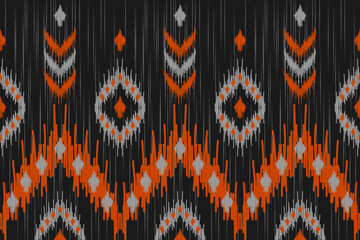 Ethnic ikat seamless pattern in tribal. American, Mexican style. Aztec geometric ornament print. Design for background, wallpaper, illustration, fabric, clothing, carpet, textile, batik, embroidery. - obrazy, fototapety, plakaty