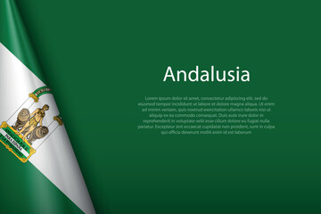 flag Andalusia, community of Spain, isolated on background with copyspace - obrazy, fototapety, plakaty